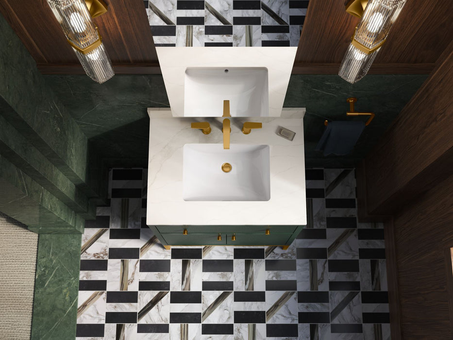 KOHLER K-38008 Calpa 30" bathroom vanity cabinet with sink and quartz top, emerald green - view 3