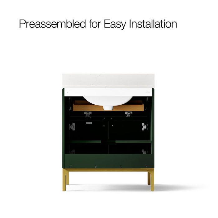 KOHLER K-38008 Calpa 30" bathroom vanity cabinet with sink and quartz top, emerald green - view 5