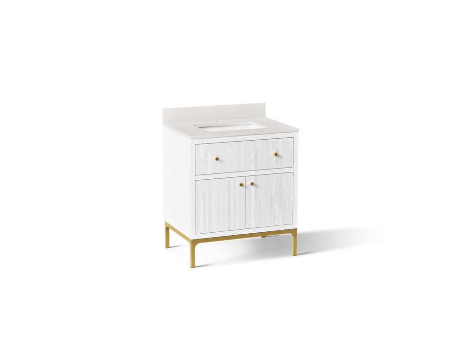 KOHLER K-38008 Calpa 30" bathroom vanity cabinet with sink and quartz top, white