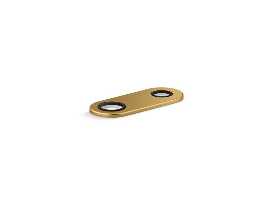 KOHLER K-38169 4" two-hole escutcheon plate for Insight and Kinesis lavatory faucets and soap dispensers, vibrant brushed...