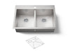 KOHLER K-3820-1 Vault 33" top-/undermount double-bowl kitchen sink, stainless steel