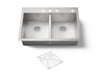 KOHLER K-3820-4 Vault 33" top-/undermount double-bowl kitchen sink, stainless steel