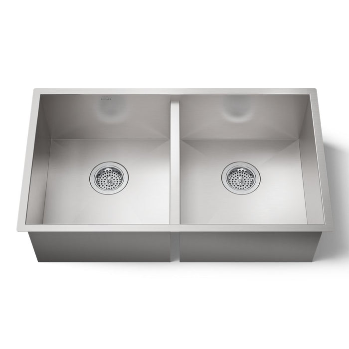 KOHLER K-3820 Vault 32" undermount double-bowl kitchen sink, stainless steel - view 4
