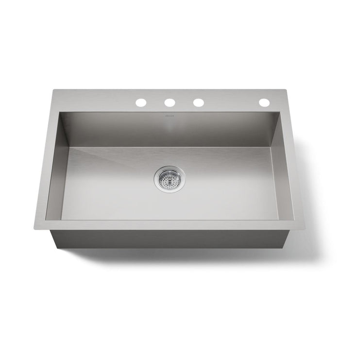 KOHLER K-3821-4 Vault 33" top-/undermount single-bowl kitchen sink, stainless steel - view 4