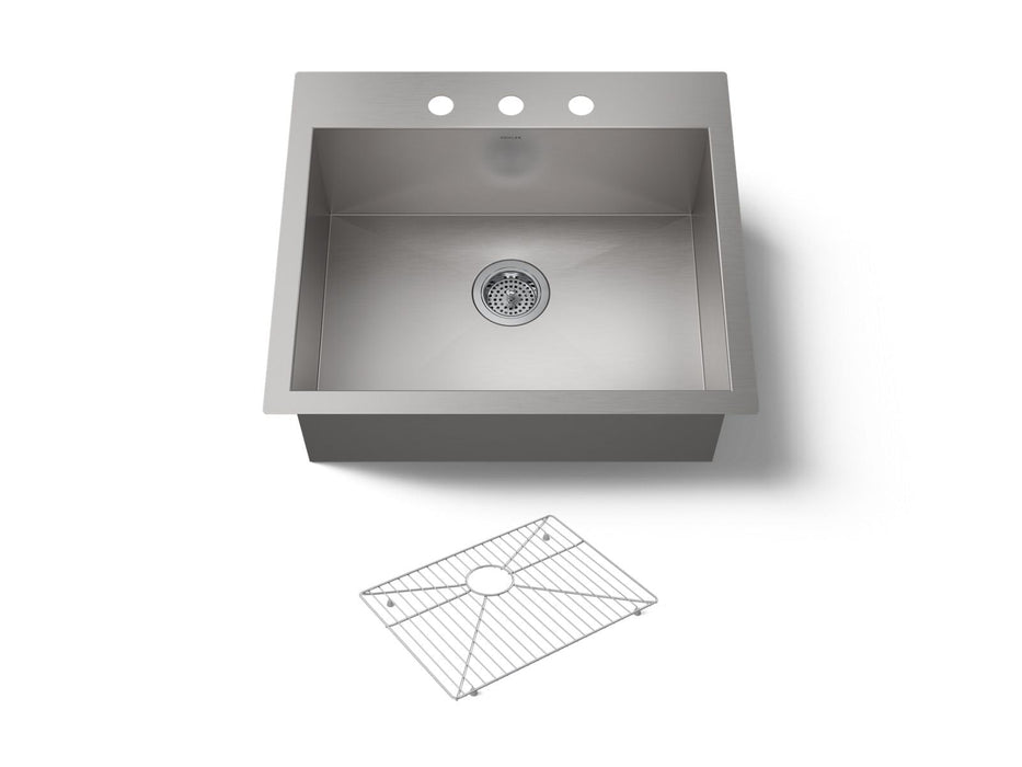 KOHLER K-3822-3 Vault 25" top-/undermount single-bowl kitchen sink, stainless steel