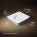 3/4 view of product with dimensions