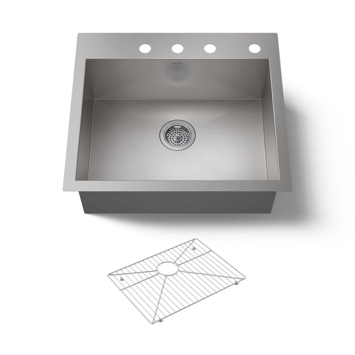 KOHLER K-3822-4 Vault 25" top-/undermount single-bowl kitchen sink, stainless steel - view 5