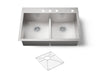 KOHLER K-3838-4 Vault Smart Divide 33" top-/undermount double-bowl kitchen sink, stainless steel