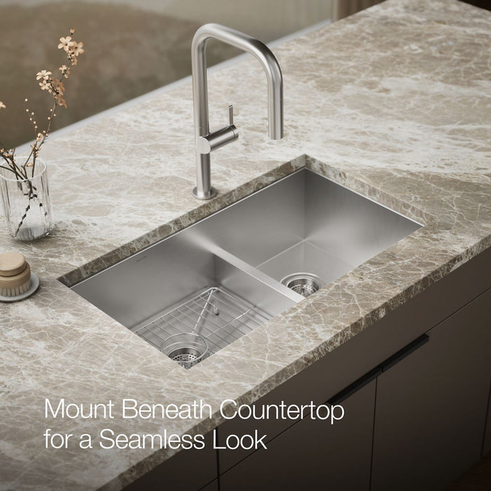 KOHLER K-3839-1 Vault Smart Divide 33" top-/undermount double-bowl kitchen sink, stainless steel - view 3
