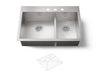 KOHLER K-3839-3 Vault Smart Divide 33" top-/undermount double-bowl kitchen sink, stainless steel