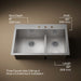 KOHLER K-3839-3 Vault Smart Divide 33" top-/undermount double-bowl kitchen sink, stainless steel - view 5