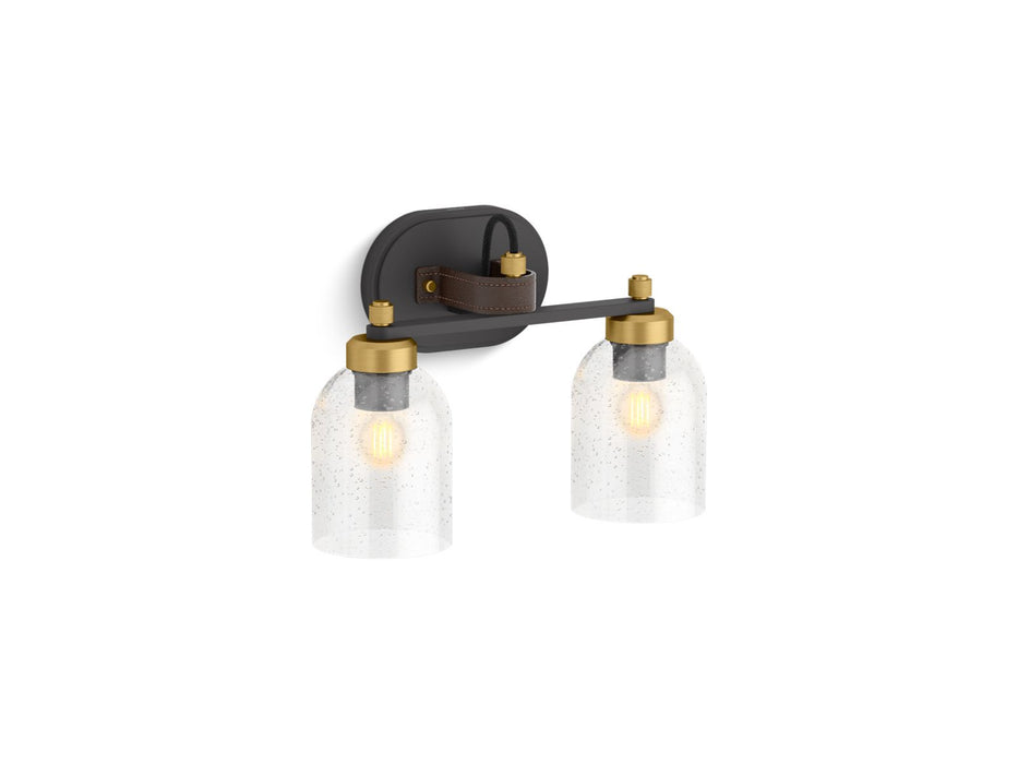 KOHLER K-38417 Tannage Two-light Sconce, black with brass trim - view 2