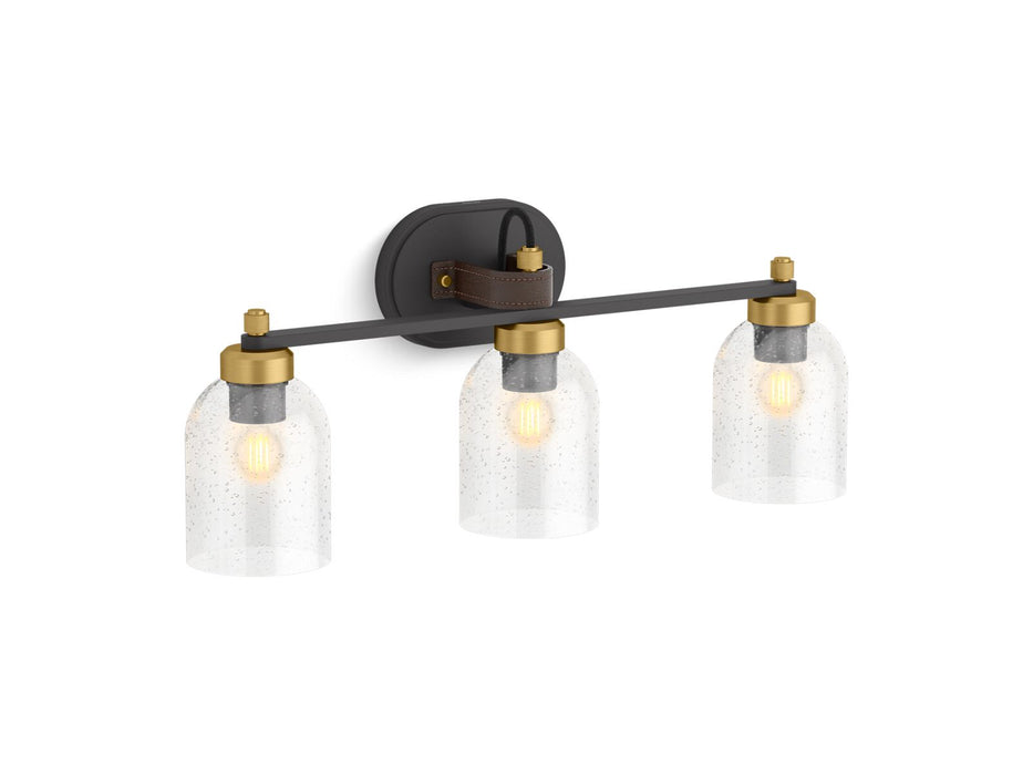 KOHLER K-38418 Tannage Three-light Sconce, black with brass trim - view 2