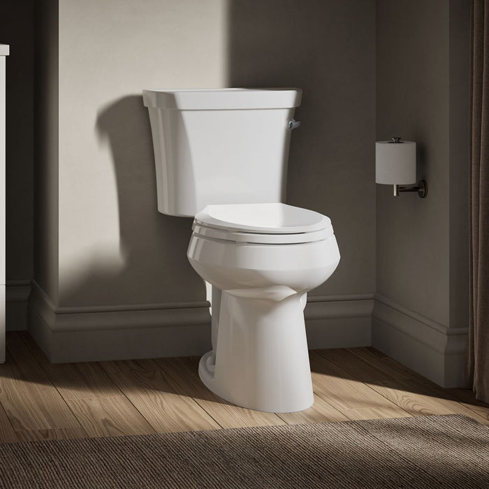 KOHLER K-3889-RA Highline ComForteeight Two-piece elongated 1.28 gpf chair height toilet with right-hand trip lever and 10" rough-in - White