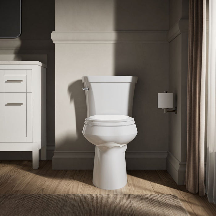 KOHLER K-3889-T Highline ComForteeight Two-piece elongated 1.28 gpf chair height toilet with tank cover locks and 10"...