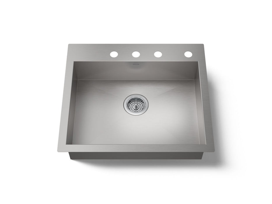 KOHLER K-3894-4 Vault 25" top-/undermount single-bowl kitchen sink, stainless steel
