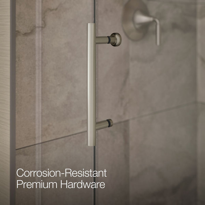 KOHLER K-39256-6L Elate 44-5/8"-47-5/8" W x 70-1/2" H Sliding Shower Door with 1/4"-thick Crystal Clear Glass, Anodized Brush