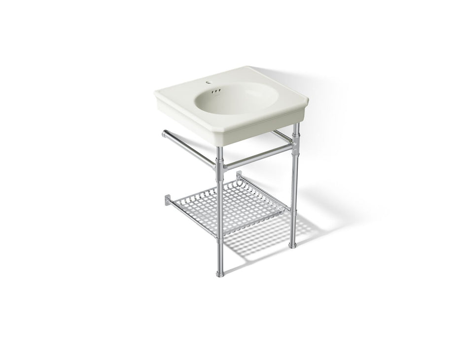 KOHLER K-39303-1 Claude 24" Rectangular Console Table Bathroom Sink, Dune with Polished Chrome - 3/4 view of product