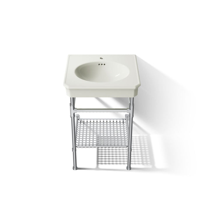 KOHLER K-39303-1 Claude 24" Rectangular Console Table Bathroom Sink, Dune with Polished Chrome - Detail image of a product fe