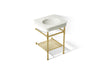 KOHLER K-39303-1 Claude 24" Rectangular Console Table Bathroom Sink, Dune with Vibrant Brushed Moderne Brass - 3/4 view of pr