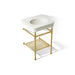 KOHLER K-39303-1 Claude 24" Rectangular Console Table Bathroom Sink, Dune with Vibrant Brushed Moderne Brass - 3/4 view of pr