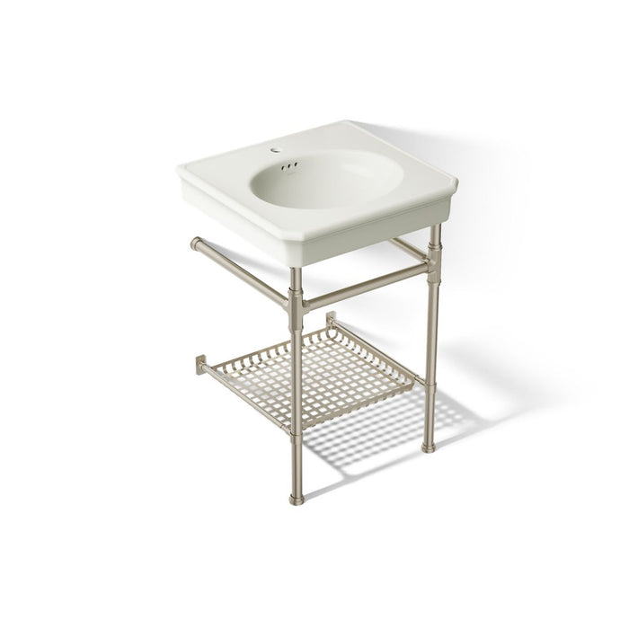 KOHLER K-39303-1 Claude 24" Rectangular Console Table Bathroom Sink, Vibrant Brushed Nickel - 3/4 view of product