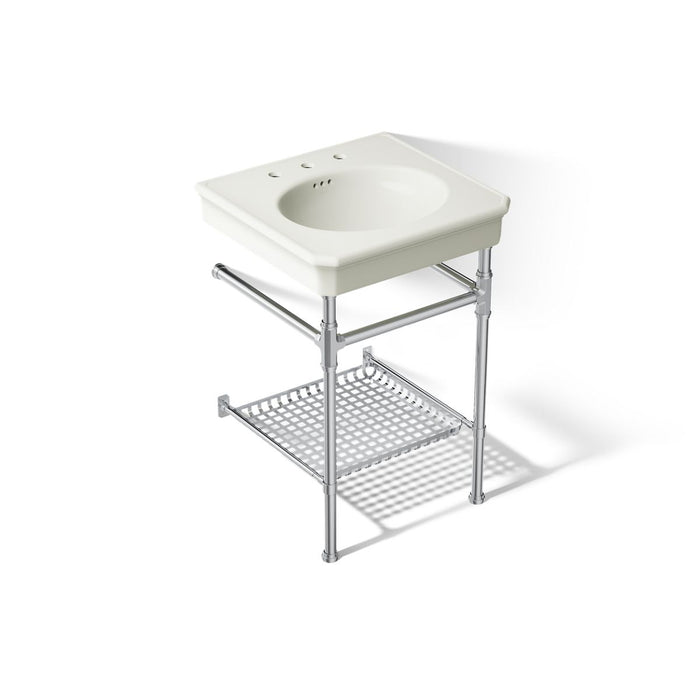 KOHLER K-39303-8 Claude 24" Rectangular Console Table Bathroom Sink, Dune with Polished Chrome - 3/4 view of product