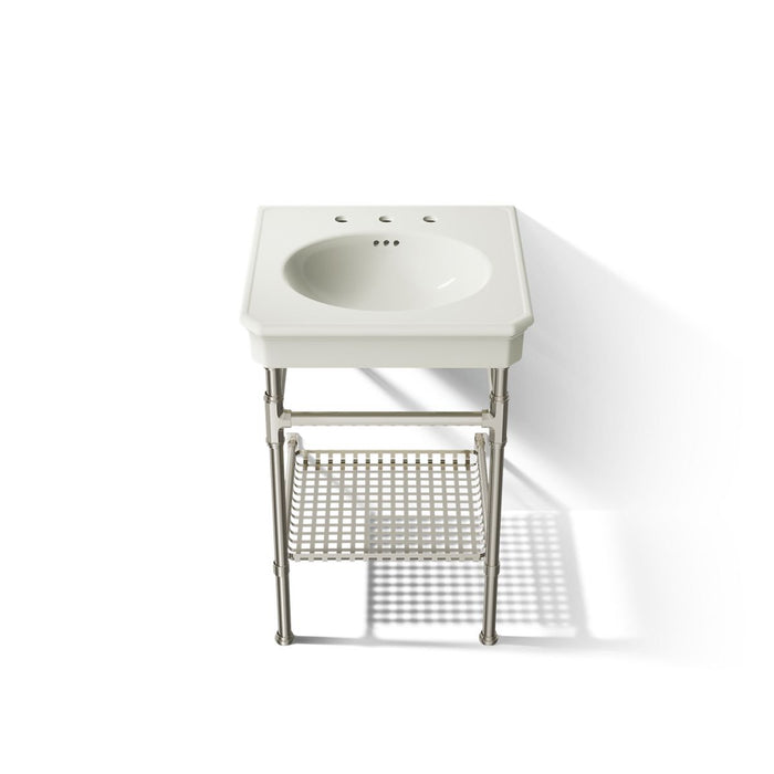 KOHLER K-39303-8 Claude 24" Rectangular Console Table Bathroom Sink, Dune with Vibrant Polished Nickel - Detail image of a pr