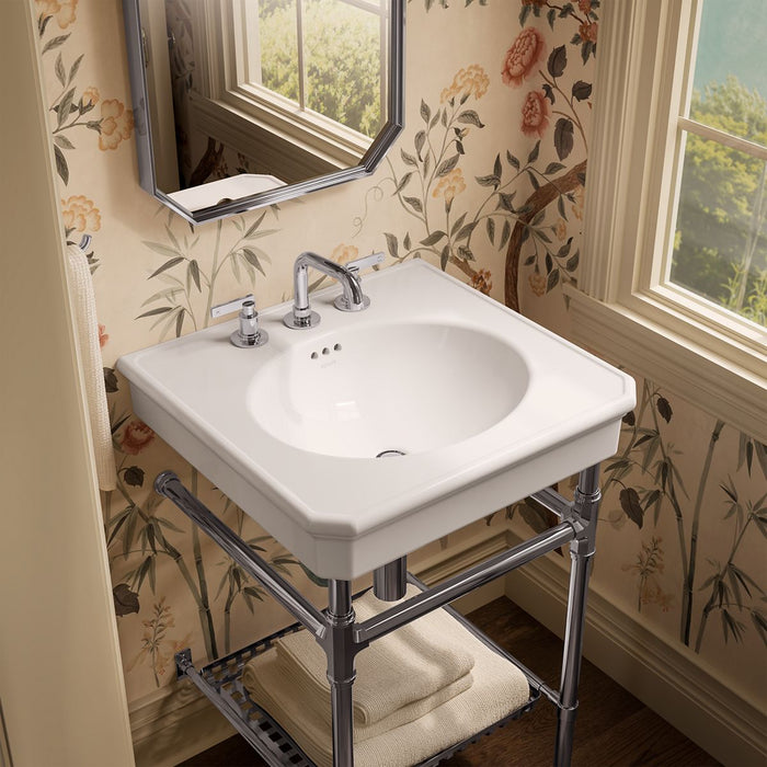 KOHLER K-39303-8 Claude 24" Rectangular Console Table Bathroom Sink, White with Polished Chrome - image focused on single pro