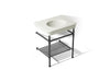 KOHLER K-39304-1 Claude 30" Rectangular Console Table Bathroom Sink, Dune with Matte Black - 3/4 view of product