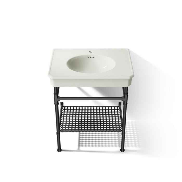 KOHLER K-39304-1 Claude 30" Rectangular Console Table Bathroom Sink, Dune with Matte Black - Detail image of a product featur