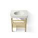 KOHLER K-39304-1 Claude 30" Rectangular Console Table Bathroom Sink, Dune with Vibrant Brushed Moderne Brass - Detail image o