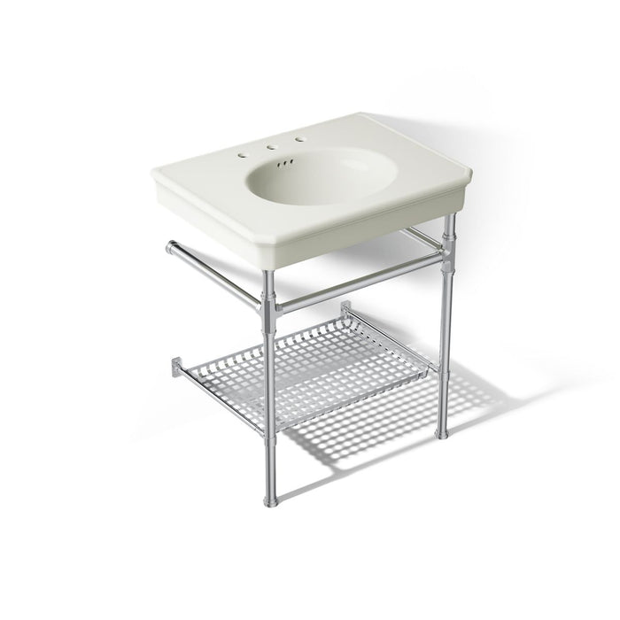 KOHLER K-39304-8 Claude 30" Rectangular Console Table Bathroom Sink, Dune with Polished Chrome - 3/4 view of product