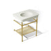KOHLER K-39304-8 Claude 30" Rectangular Console Table Bathroom Sink, Dune with Vibrant Brushed Moderne Brass - 3/4 view of pr