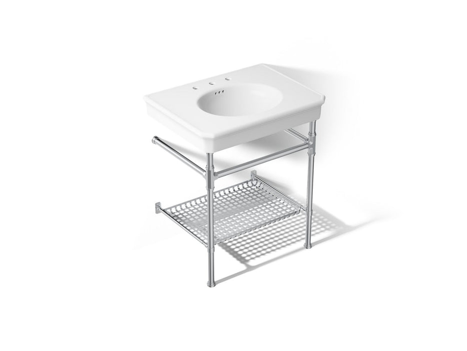 KOHLER K-39304-8 Claude 30" Rectangular Console Table Bathroom Sink, White with Polished Chrome - 3/4 view of product