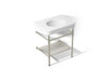 KOHLER K-39304-8 Claude 30" Rectangular Console Table Bathroom Sink, White with Vibrant Polished Nickel - 3/4 view of product