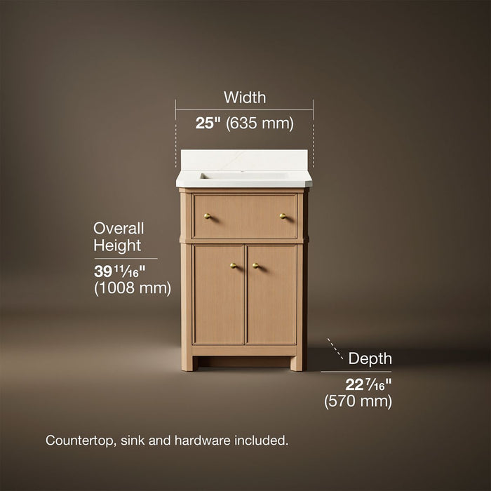 3/4 view of product with dimensions