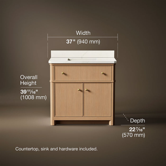 3/4 view of product with dimensions