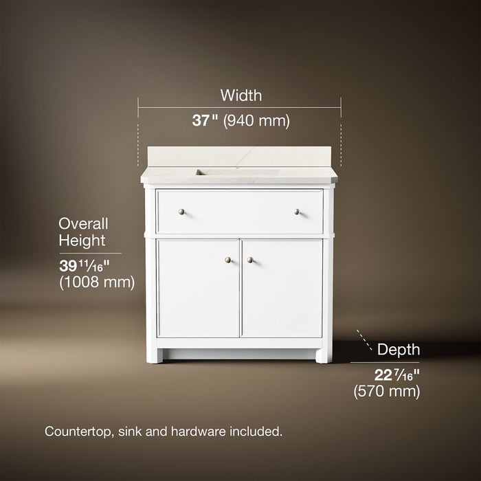 3/4 view of product with dimensions