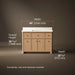 3/4 view of product with dimensions