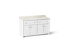 KOHLER K-39309 Claude 60" bathroom vanity cabinet with sinks and quartz top