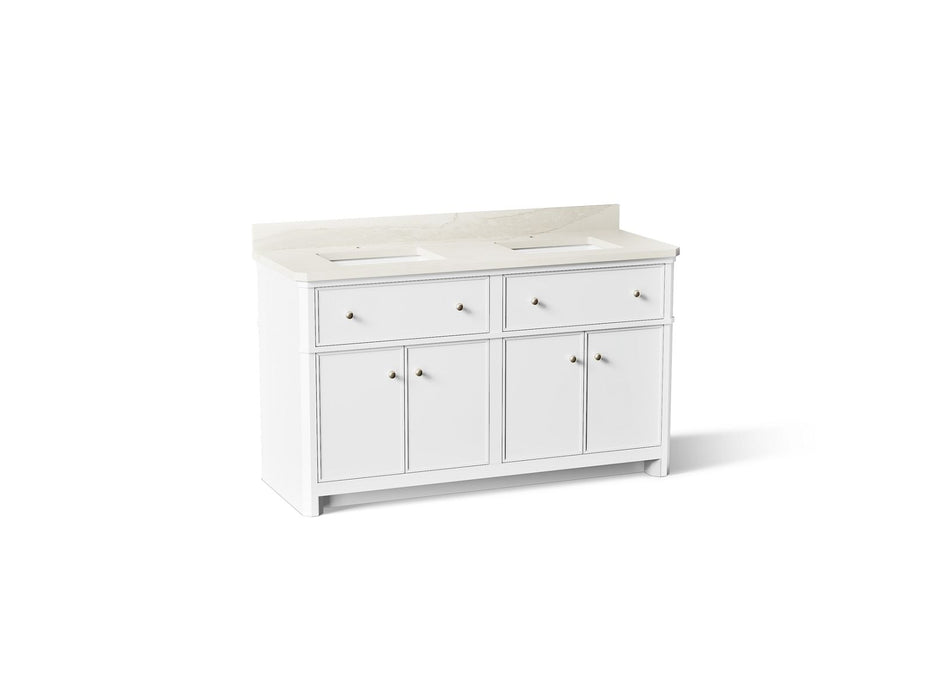 KOHLER K-39309 Claude 60" bathroom vanity cabinet with sinks and quartz top