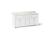 KOHLER K-39310 Claude 72" bathroom vanity cabinet with sinks and quartz top