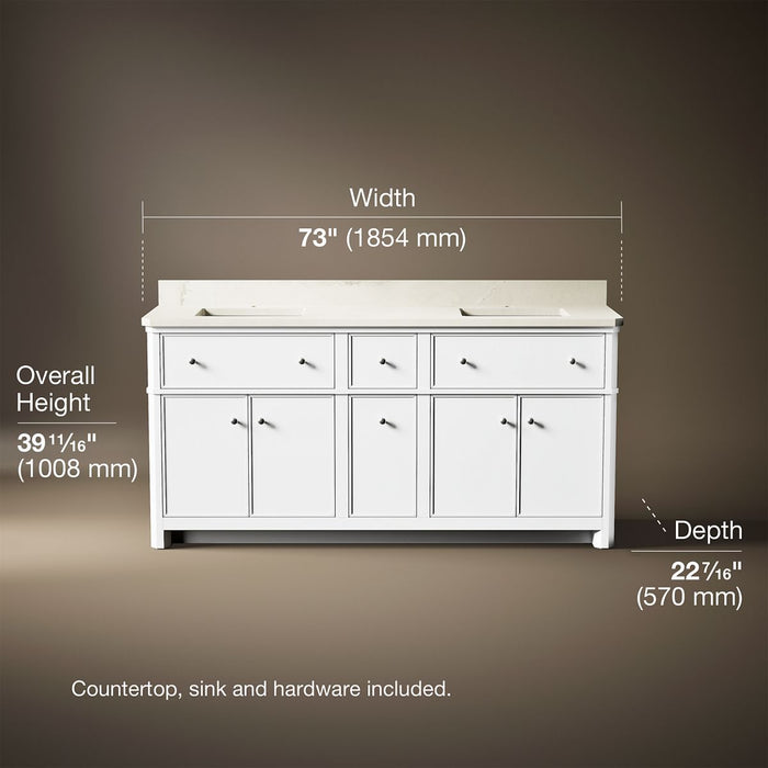 3/4 view of product with dimensions