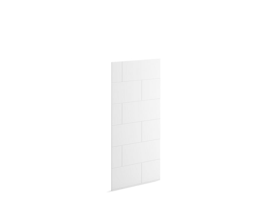 KOHLER K-39426-T07L Stoneridge 72" x 32" left bath/shower end wall with large block design, honed white