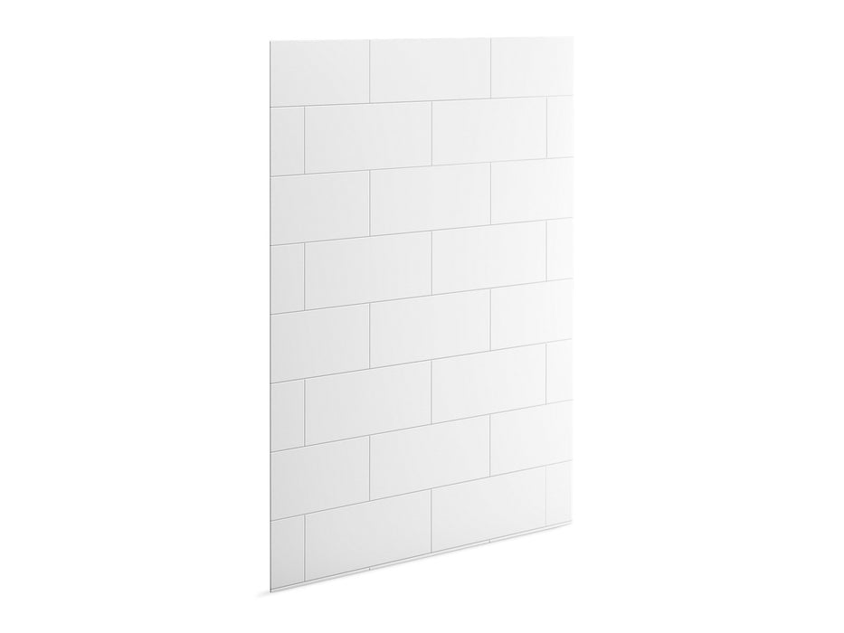 KOHLER K-39440-T07 Stoneridge 96" x 72" shower back wall with large block design, honed white