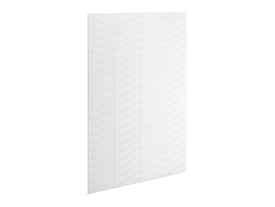KOHLER K-39440-T09 Stoneridge 96" x 72" shower back wall with chevron design, honed white