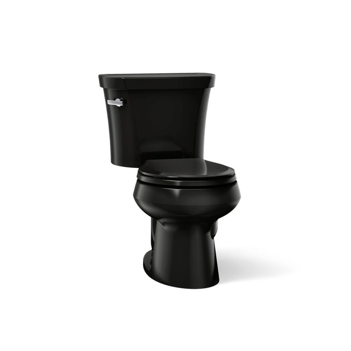 KOHLER K-3947-T Wellworth Two-piece Round-front Toilet, 1.28 GPF, Black Black - 3/4 view of product