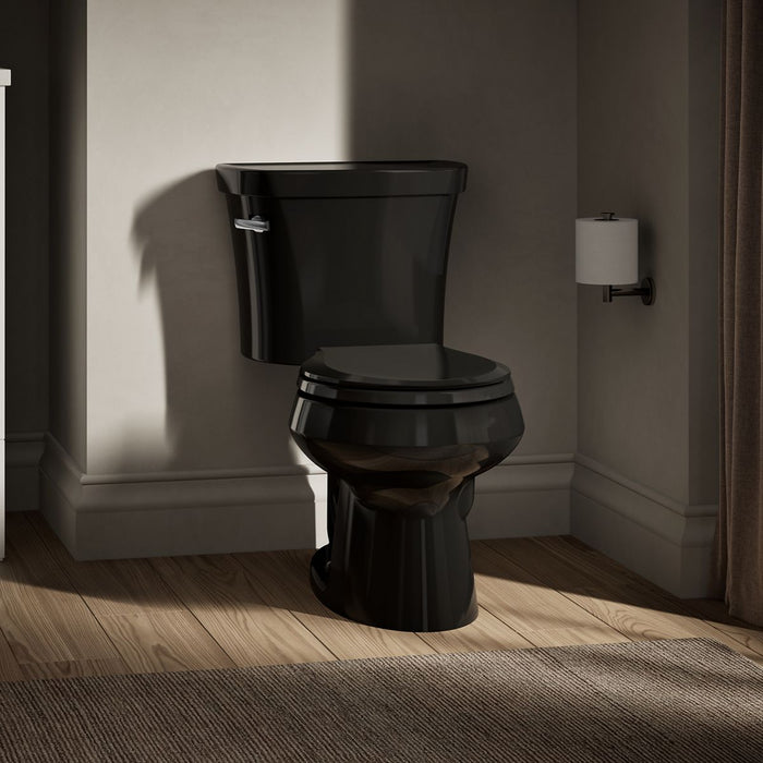KOHLER K-3947-U Wellworth Two-piece Round-front Toilet, 1.28 GPF, Black Black - image focused on single product story