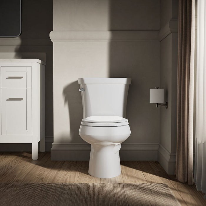 KOHLER K-3947-T Wellworth Two-piece round-front 1.28 gpf toilet with tank cover locks and 14" rough-in, white - view 5